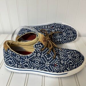 Twisted X Hooey Loper Shoes Mens Blue Aztec Print 8.5M Leather‎ WHYC006